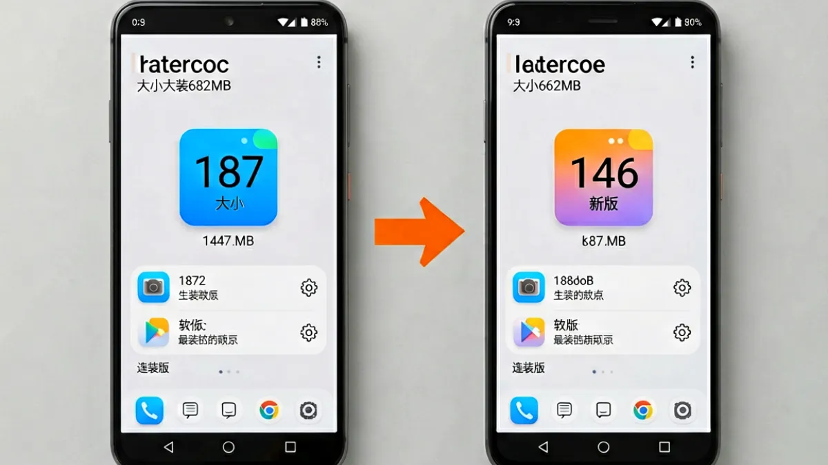 2048核基地Android版安装包体积对比示意图，新版安装包明显更小